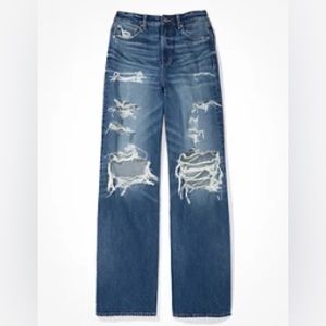AE super high waisted baggy wide leg jean size 16 LONG